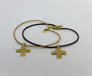Plated Cross on Leather Choker