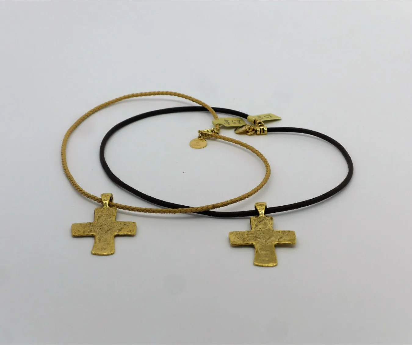 Plated Cross on Leather Choker