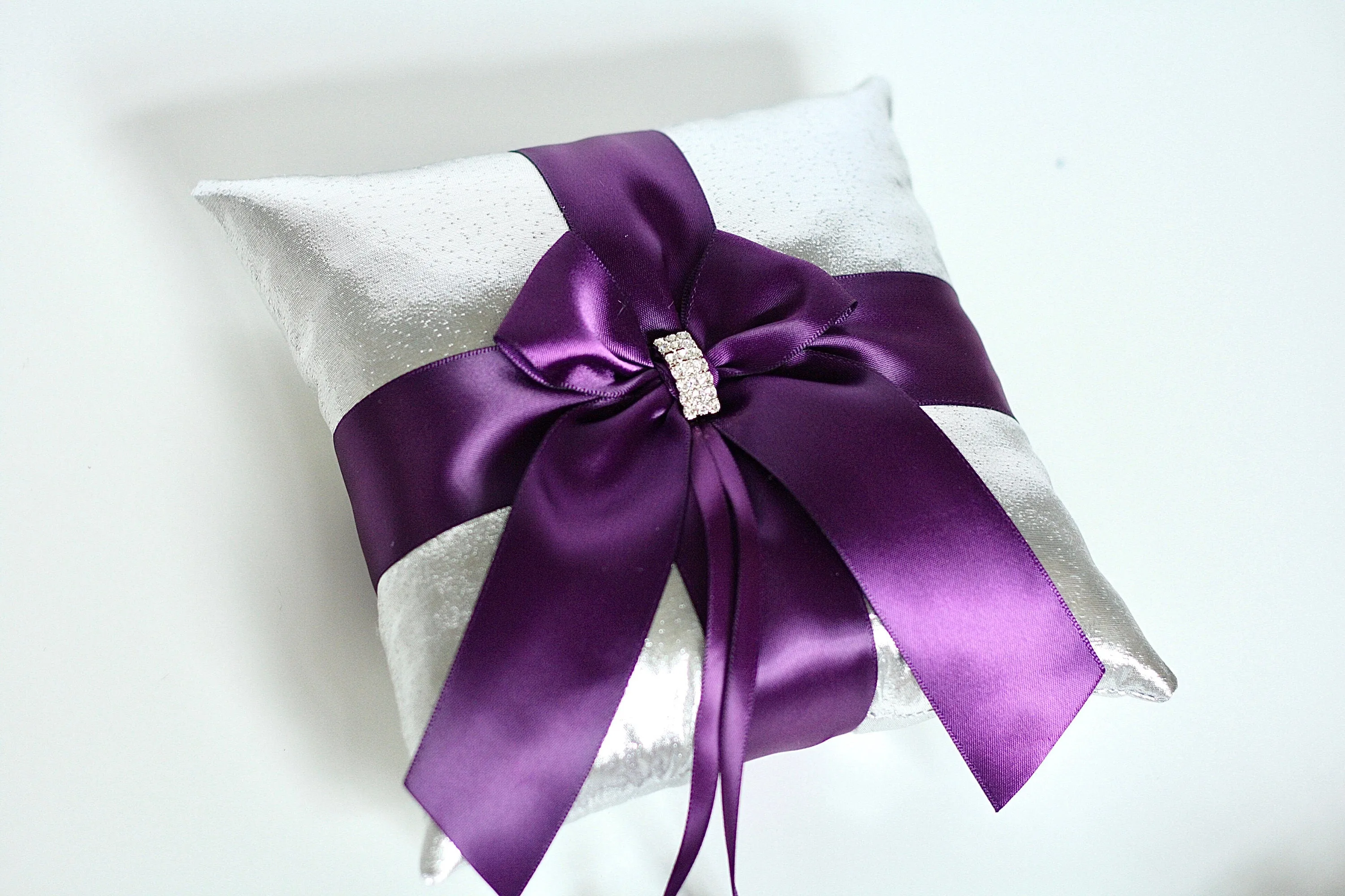 Plum Flower Girl Basket Ring Bearer Pillow, Silver Plum Wedding Basket, Plum Guest Book and Pen, Plum Cake Serving Set, Plum Bridal Garters