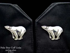 Polar Bear Cuff Links Sterling Silver