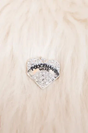 Policemans's Wife Crystal Heart Pendant