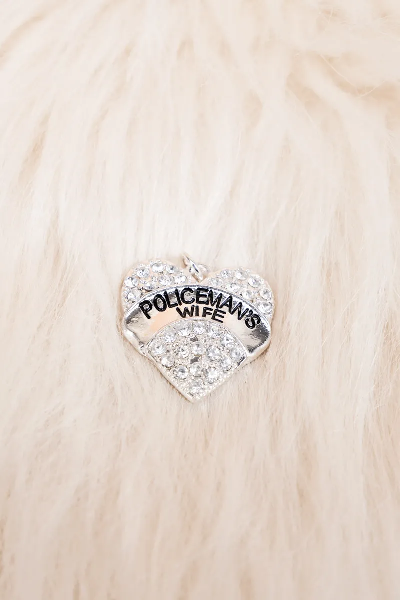 Policemans's Wife Crystal Heart Pendant