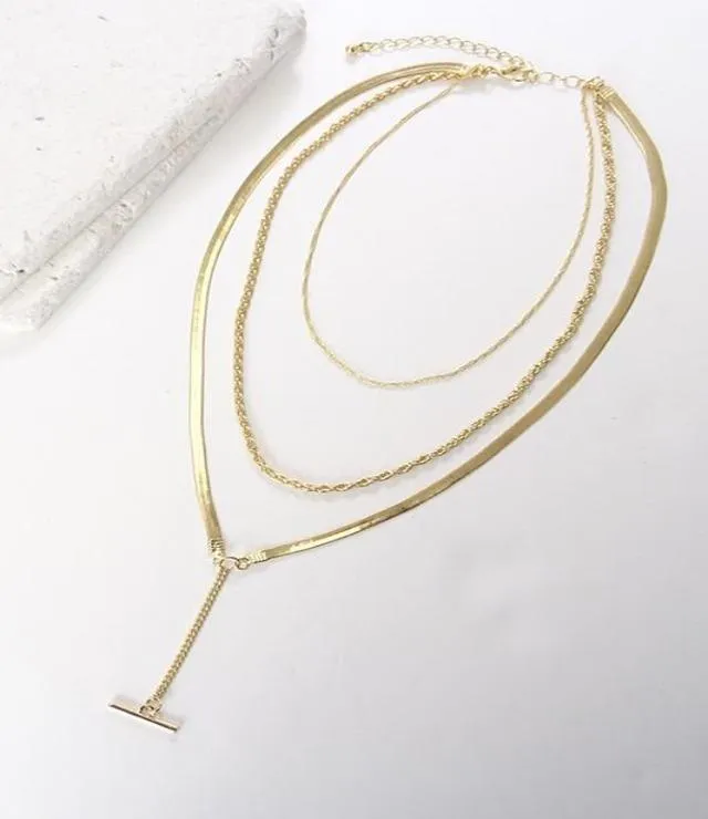 Posh Gold Layered Choker Necklace