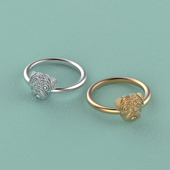 PUG Breed Jewelry Puppy Face Ring