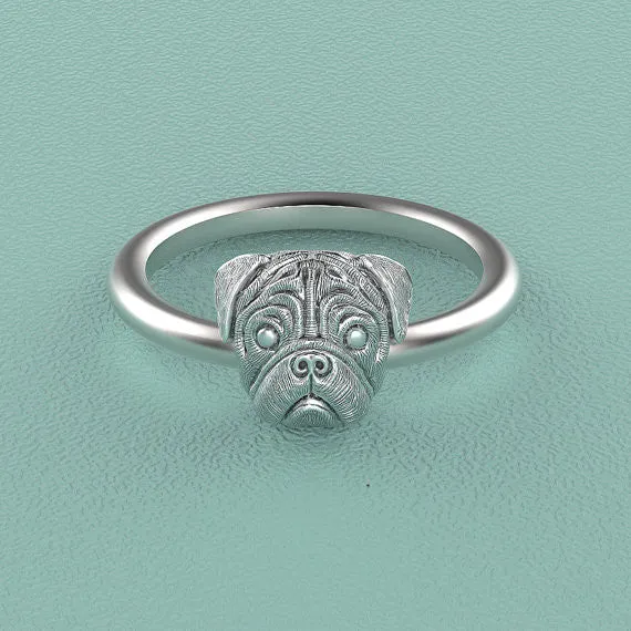 PUG Breed Jewelry Puppy Face Ring