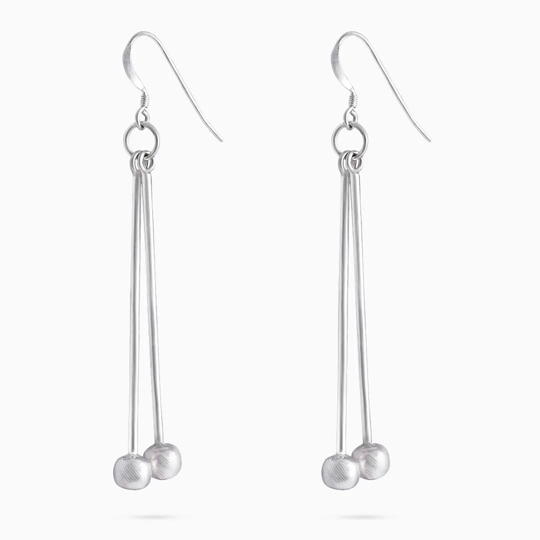 Pure Silver Earrings - Double Delight Long Drop Model