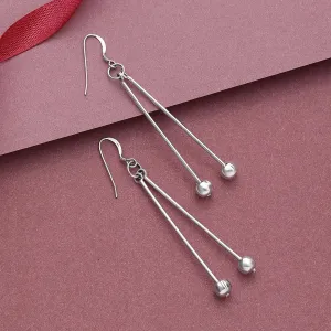 Pure Silver Earrings - Double Delight Long Drop Model