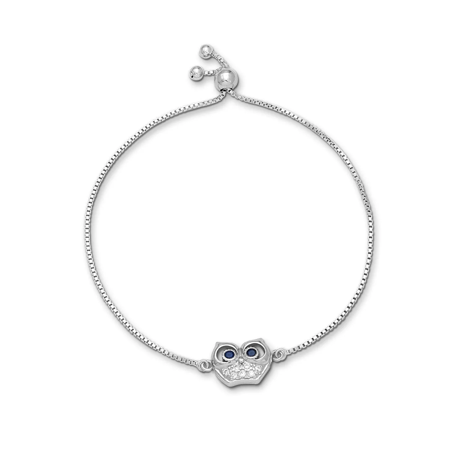 Pure Sterling Silver Blue Owl Eye Bracelet