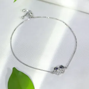 Pure Sterling Silver Blue Owl Eye Bracelet
