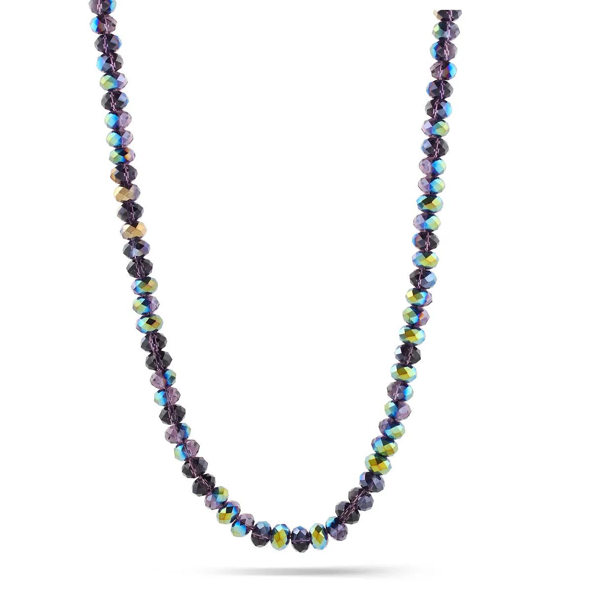 PURPLE AND OLIVE CRYSTAL BEADS NECKLACES #HNN1285-14 PURPLE OLIVE (TA2/R-TH3)