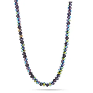 PURPLE AND OLIVE CRYSTAL BEADS NECKLACES #HNN1285-14 PURPLE OLIVE (TA2/R-TH3)