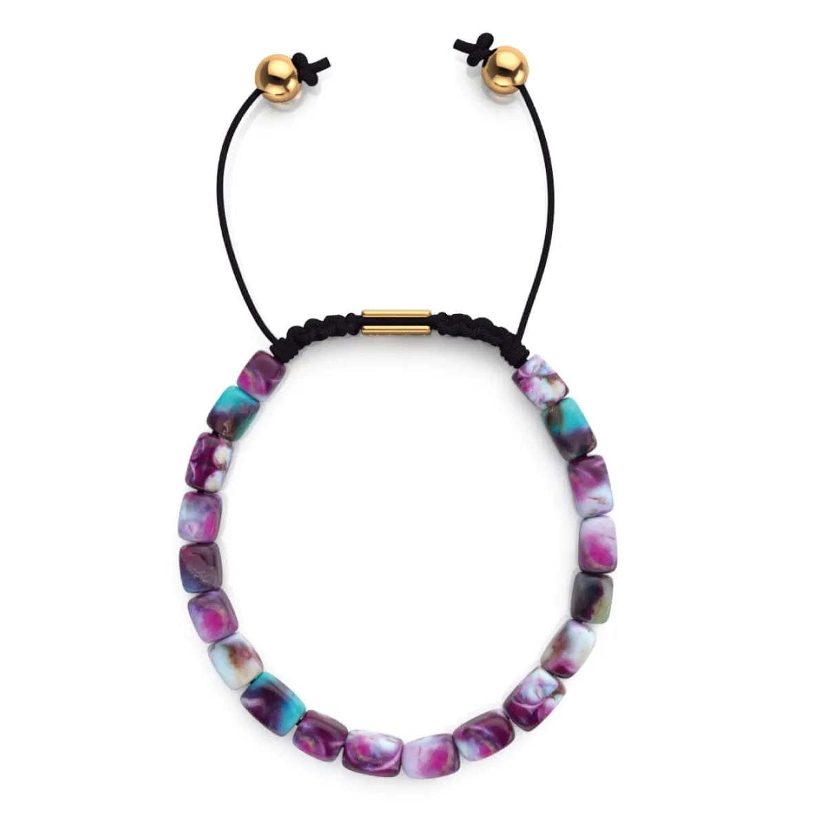 Purple Sea Stone | Gold | Gemstone Pebble Macrame Bracelet