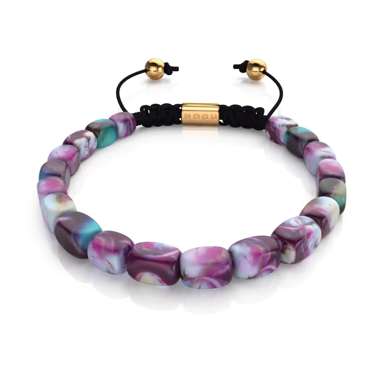 Purple Sea Stone | Gold | Gemstone Pebble Macrame Bracelet