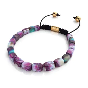 Purple Sea Stone | Gold | Gemstone Pebble Macrame Bracelet