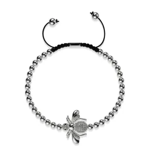 Queen | Silver | Crystal Honeybee Macrame Charmballa Bracelet