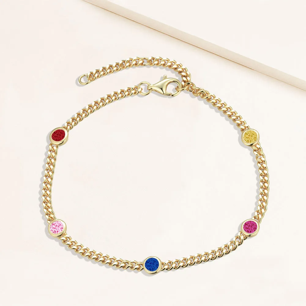 "Happy and I Know It" 1.4CTW Bezel Set Station Curb Chain Bracelet