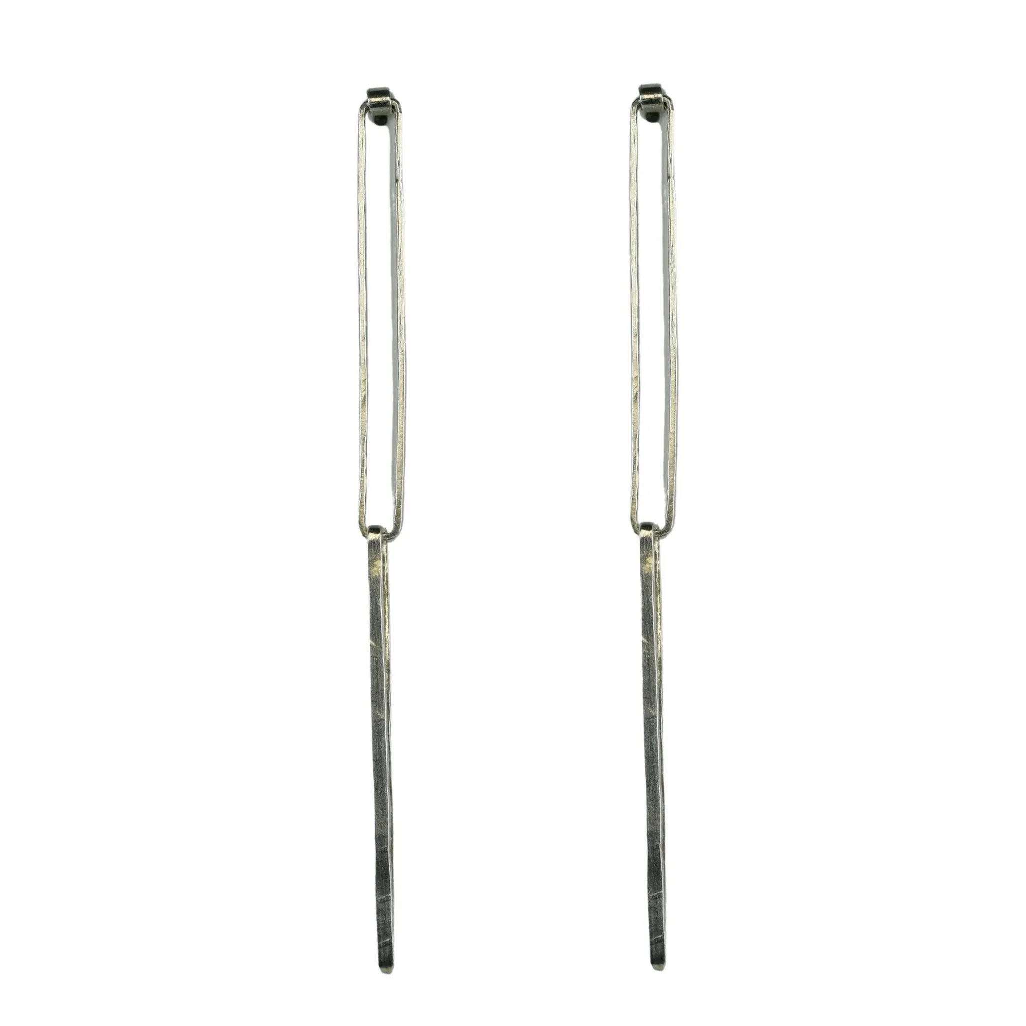 "Irina" Sterling Silver Double Rectangular Link Earrings