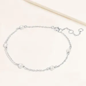 "My Balance" Cultured Freshwater pearl Station Bracelet - Sterling Silver / Gold Vermeil