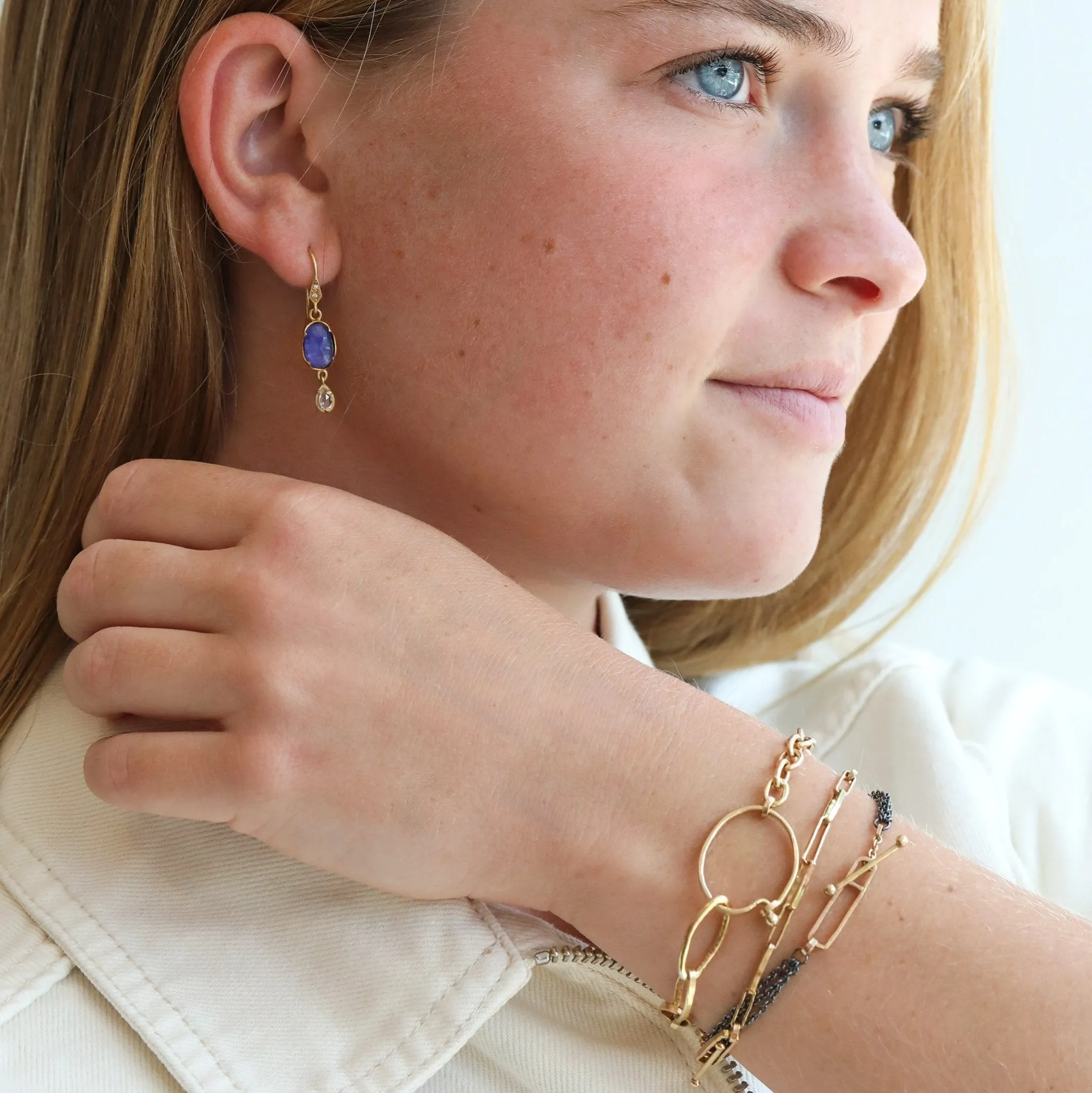"Victoria" Gold Heavy Oval Link Bracelet with Alternate Links