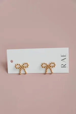 RAE: Gold Bow Beaded Earrings
