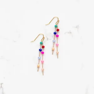 Rainbow Beaded Dangle Earrings