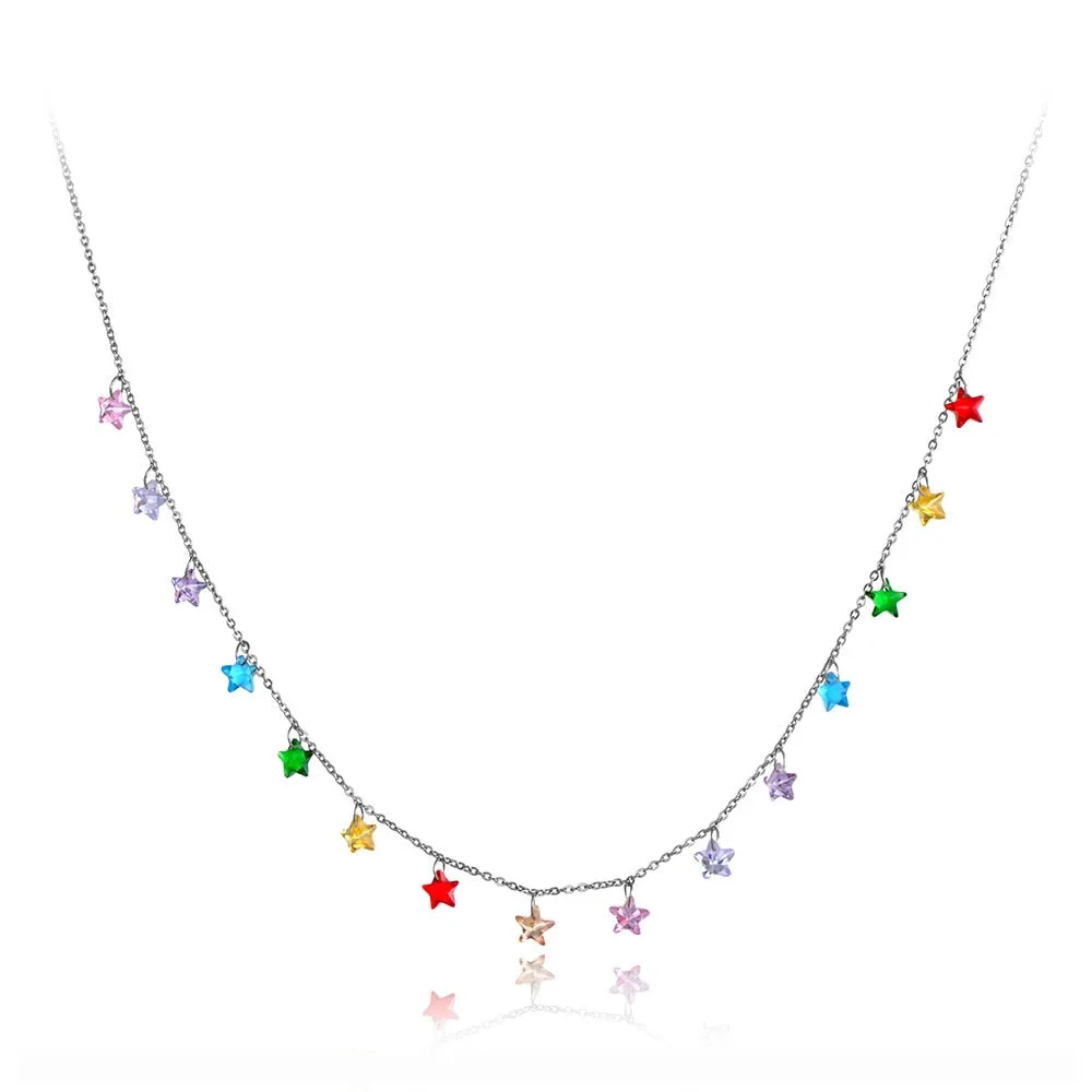Rainbow Crystal Stars Choker