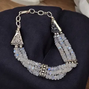 Rainbow Moonstone triple strand Bracelet