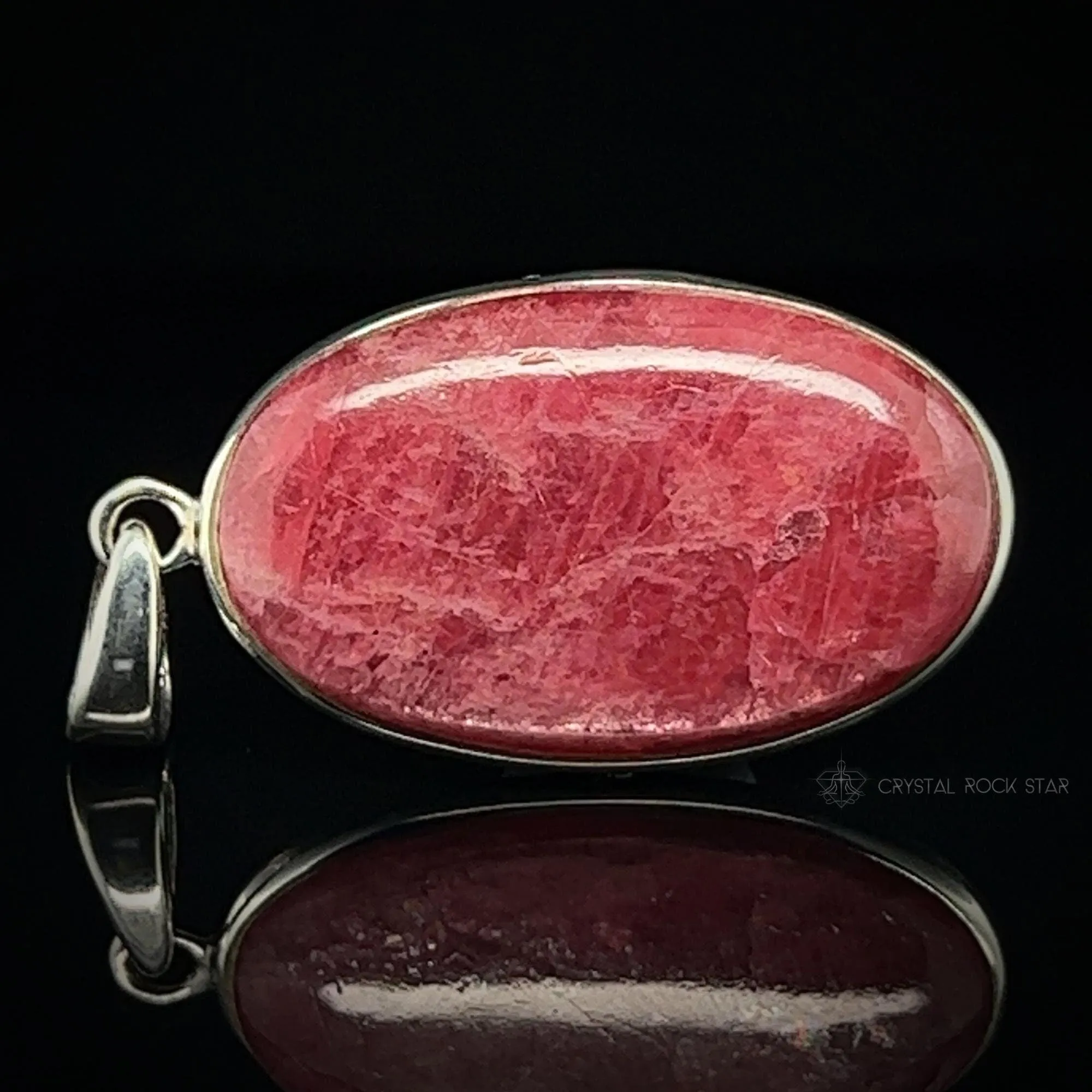 Rare Gem Rhodonite Shimmery Silver Pendant