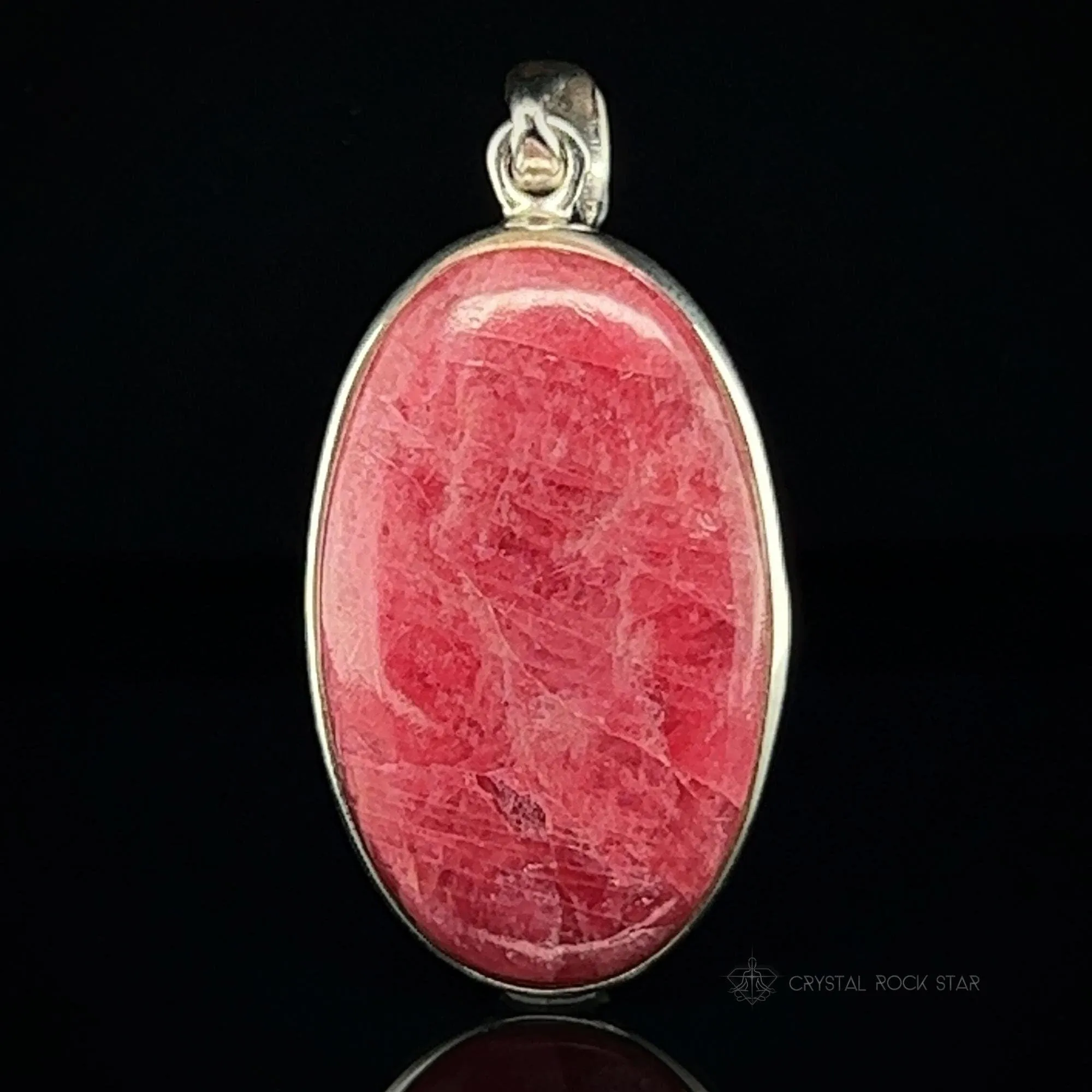 Rare Gem Rhodonite Shimmery Silver Pendant
