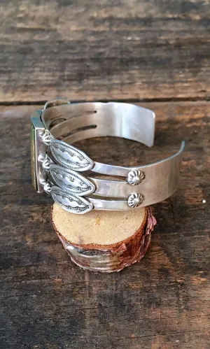 RAY ADAKAI Vintage Silver & Green Turquoise Cuff