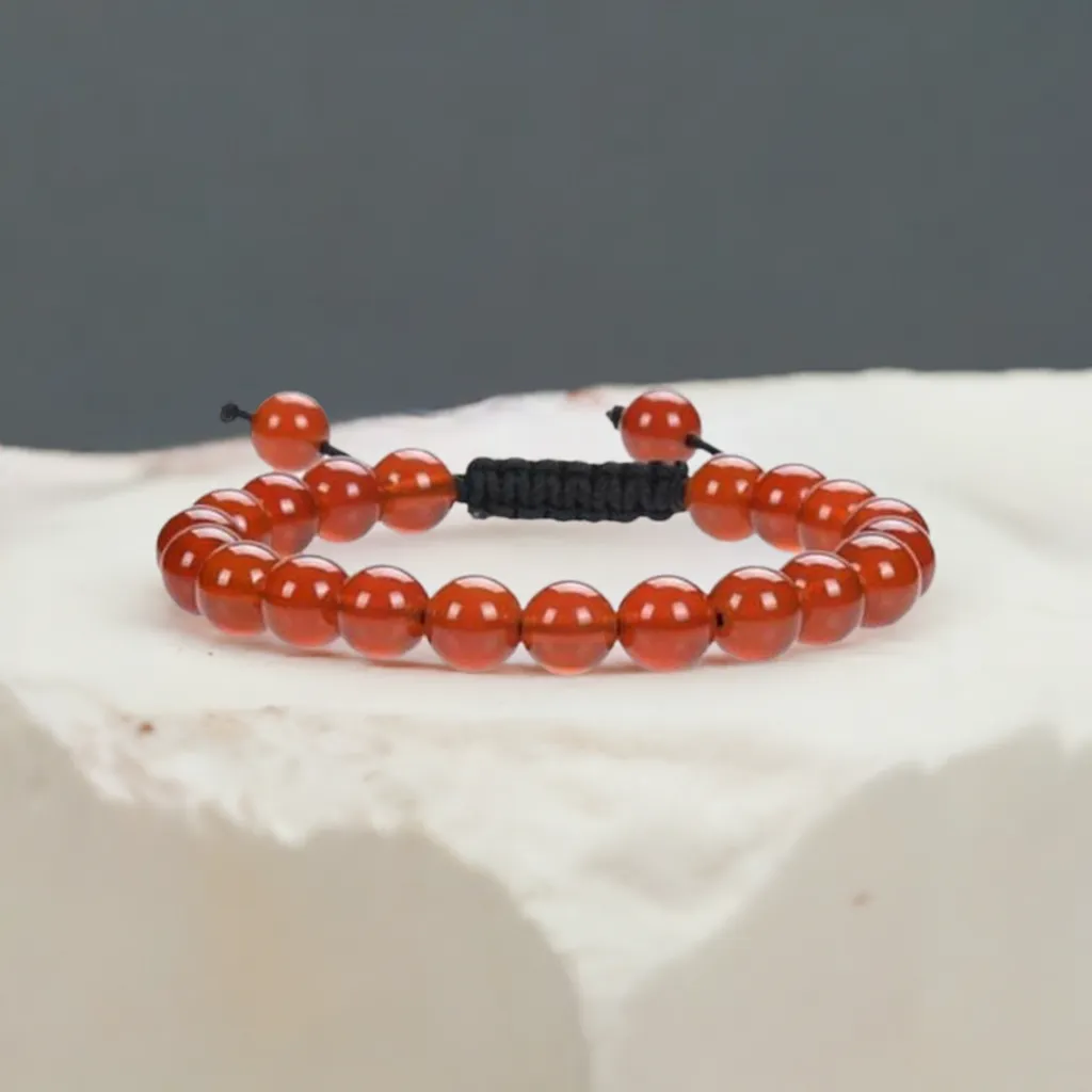 Real Carnelian Adjustable Rope Bracelet for Confidence & Motivation