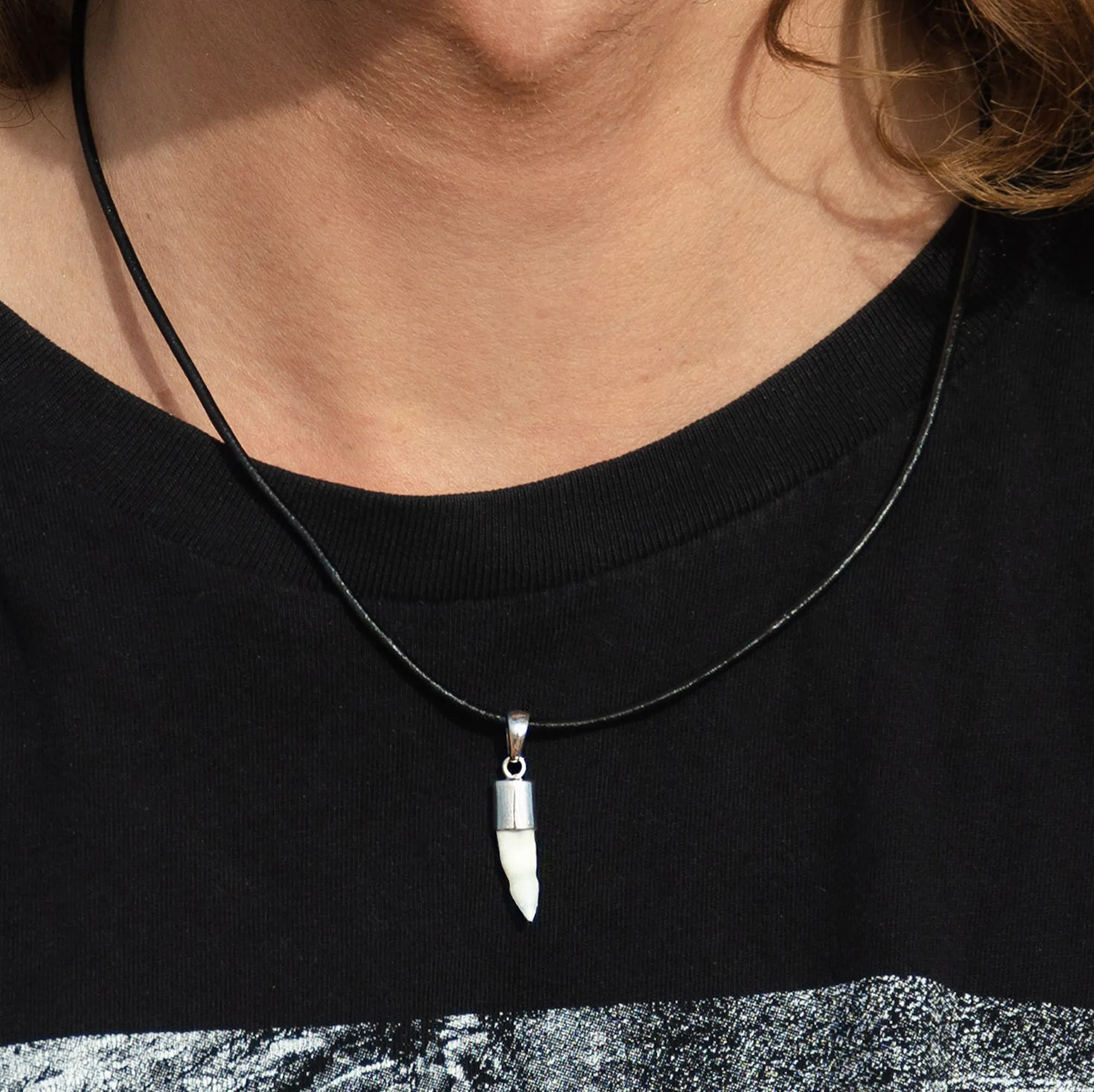 Real Crocodile Tooth Silver  s38