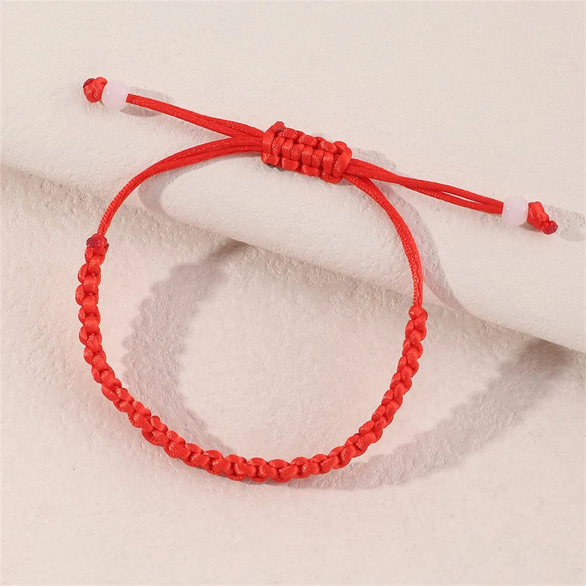 Red & White Adjustable Cord Bracelet