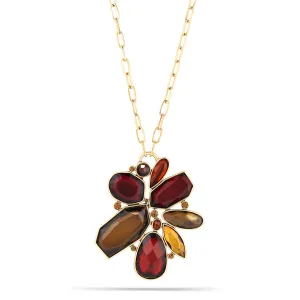 RED AND ORANGE CRYSTAL PENDANT NECKLACES #199RD1401 (5C1)