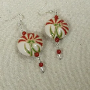 Red Carnation Handmade Artisan Bead Earrings