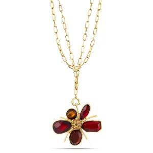 RED FACETED ORANGE CRYSTAL  NECKLACES #199RD1201 (5D3)