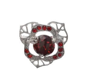 Red Flower Metal Brooch