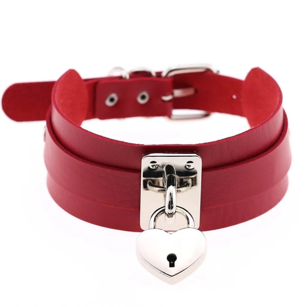 Red Heart Padlock Collar