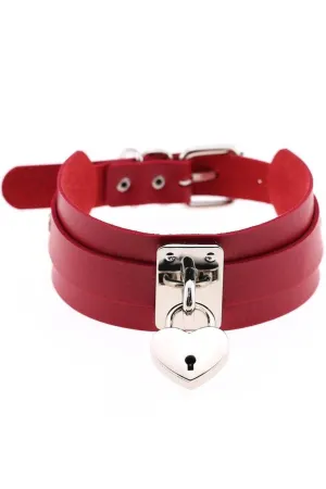 Red Heart Padlock Collar