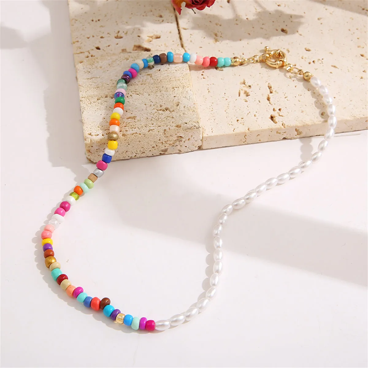 Red Multicolor Howlite & Pearl 18K Gold-Plated Beaded Choker Necklace