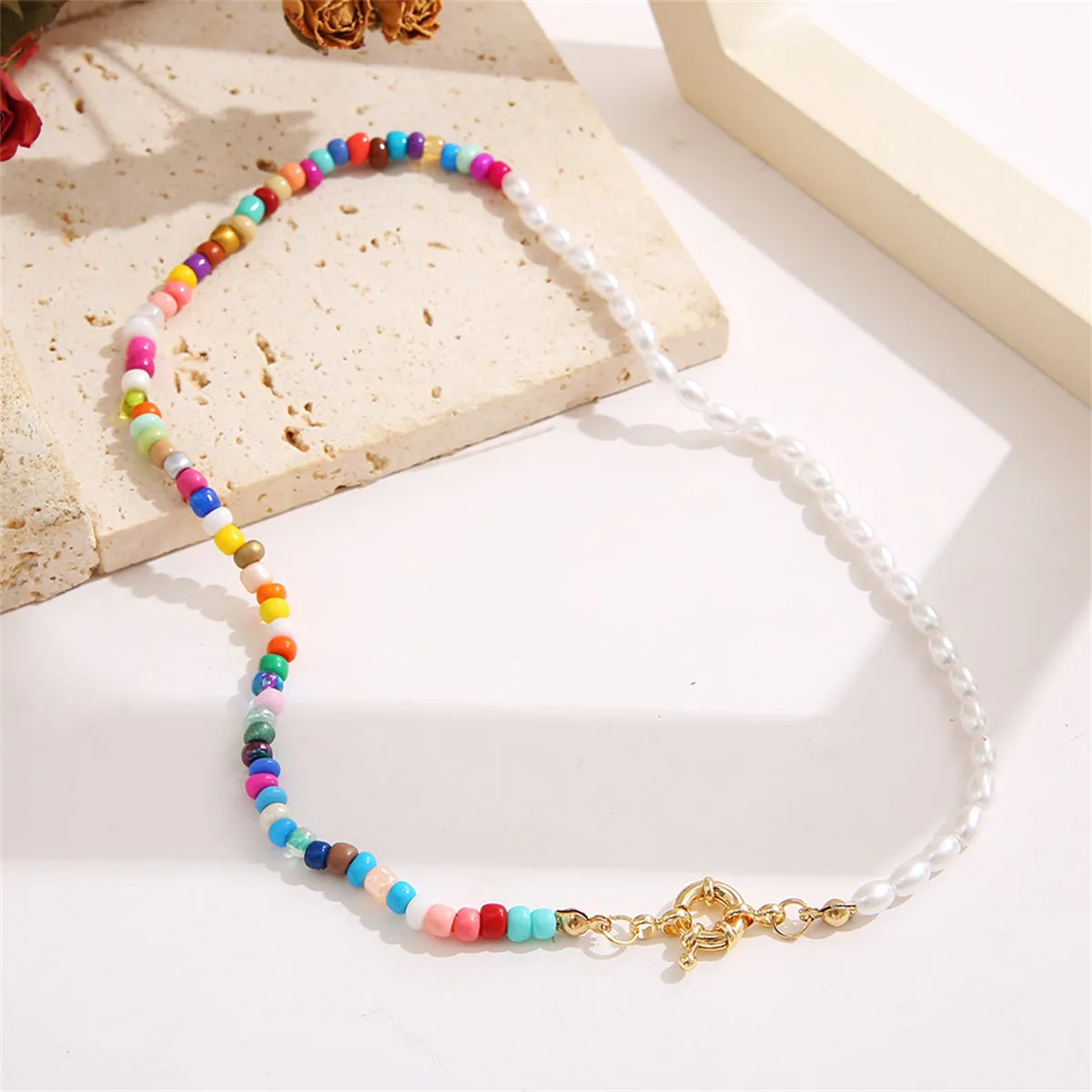 Red Multicolor Howlite & Pearl 18K Gold-Plated Beaded Choker Necklace