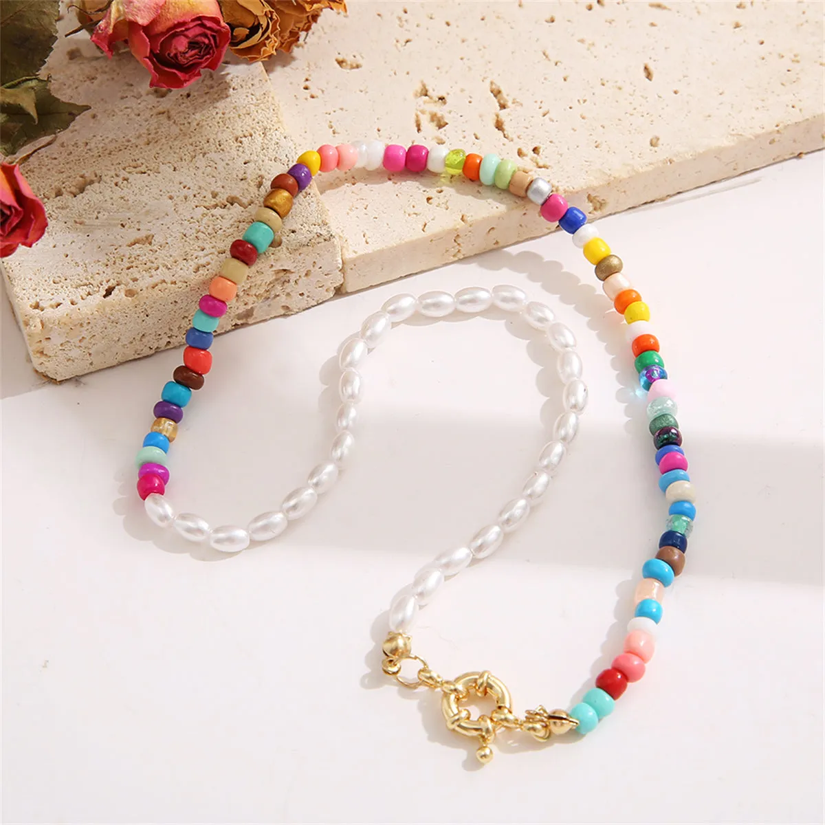 Red Multicolor Howlite & Pearl 18K Gold-Plated Beaded Choker Necklace