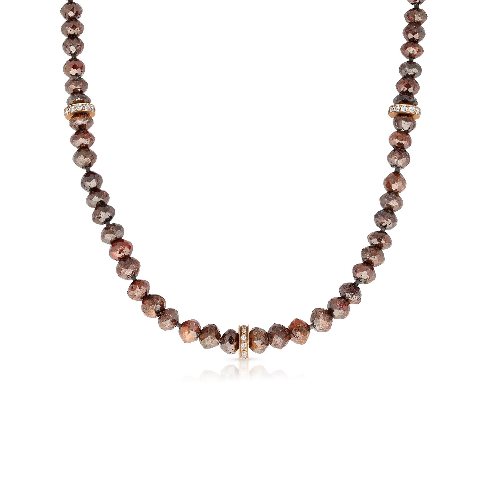 Reddish Brown Diamond Beaded Necklace - 103.91