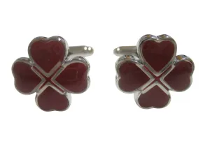 Reddish Brown Toned Four Leaf Clover Cufflinks