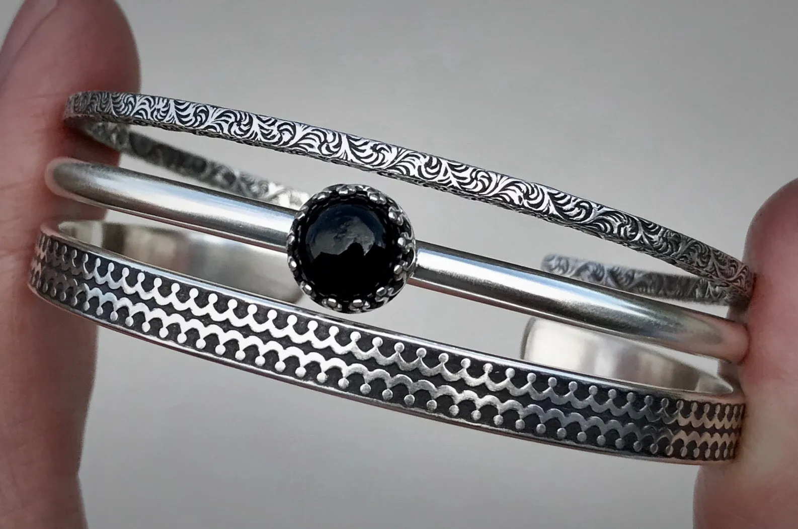 RESERVED: Onyx Stacker Cuff Set