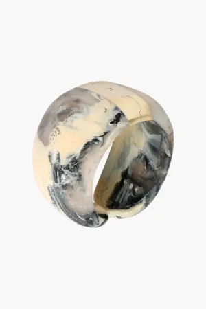 Resin Bold Stone Cuff In Sandy Pearl