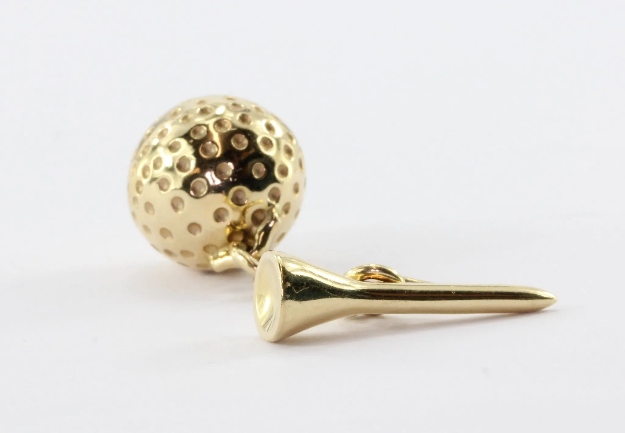 Retro 14K Gold Golf Ball & Tee Cufflinks