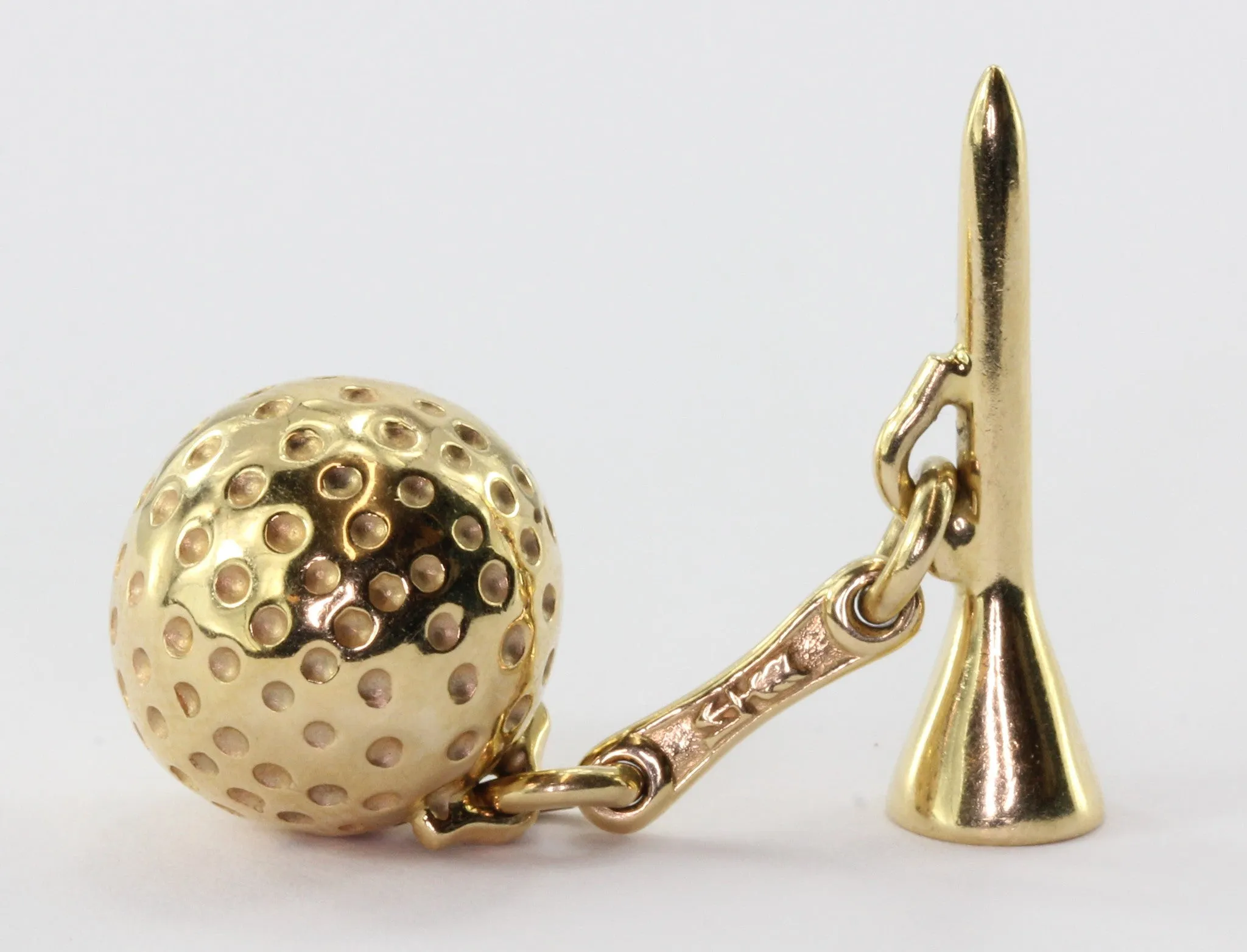 Retro 14K Gold Golf Ball & Tee Cufflinks