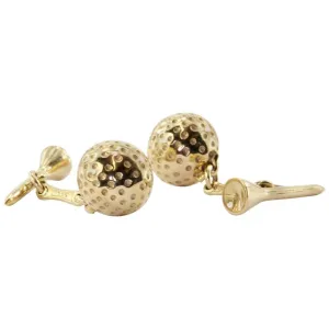 Retro 14K Gold Golf Ball & Tee Cufflinks