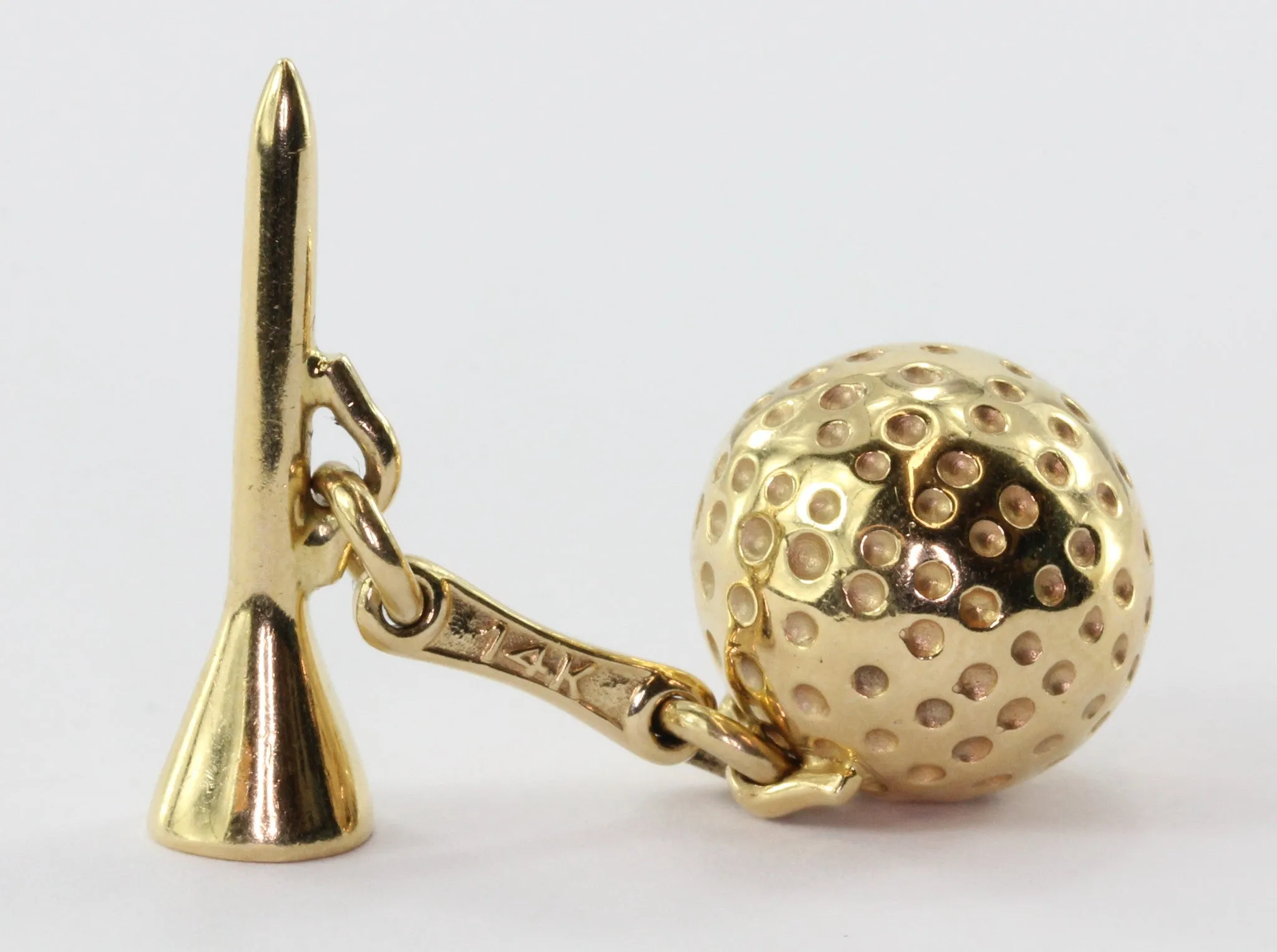 Retro 14K Gold Golf Ball & Tee Cufflinks